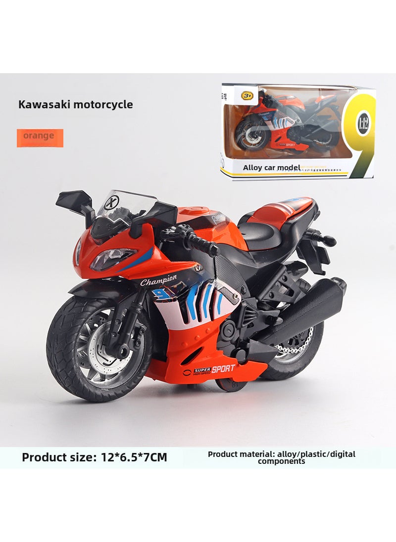 1:12 Scale Harley Alloy Motorcycle Model Toy with Lights  Sound2040-Kawasaki Motorcycle-Box-Orange 2040-Kawasaki Motorcycle-Box-Orange