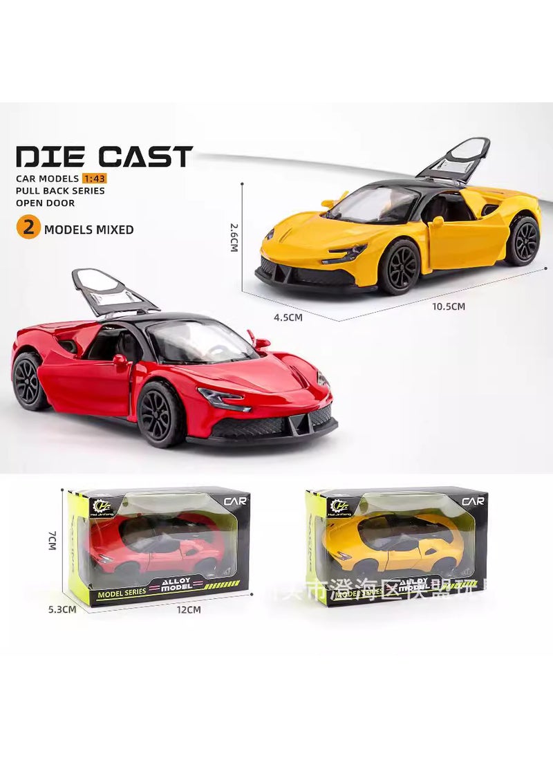 1:43 Alloy Diecast Car Model Toy Gift for Boys[boxed] h4301a french lli [yellow] 3 doors + pull back [boxed] h4301a french lli [yellow] 3 doors + pull back