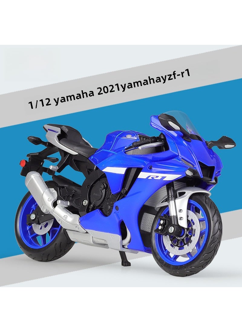 1:12 Suzuki Hayabusa 2022 Alloy Motorcycle Model #21847-Yamaha 2021 YZF-R1 Blue