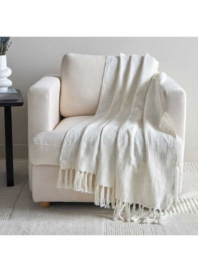 Girga Stripe Woven Throw with Tassels 127 x 152 cm