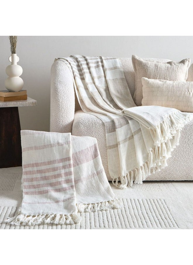 Girga Stripe Woven Throw with Tassels 127 x 152 cm