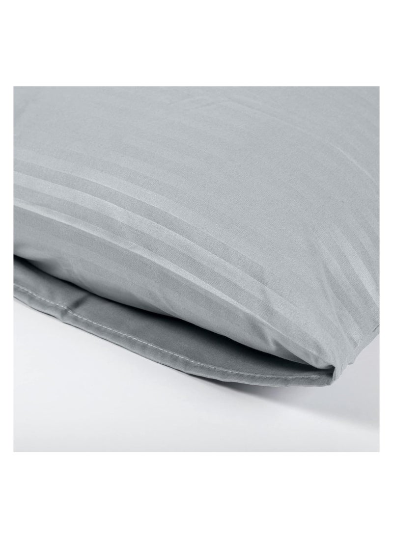 Rezlan UAE - Solid Striped Pillowcases set - 2x Pillowcases 50 x 75 cm - soft grey pillow covers (Gray)