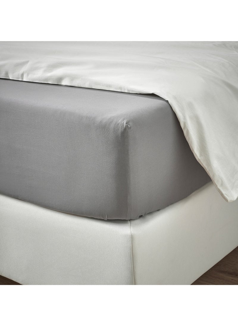 Roennveckmal Bed Fitted Sheet Grey 160x200 cm