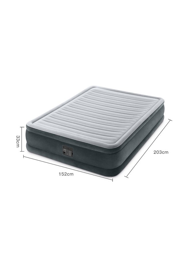 Built-in Electric Pump Double-layer Enlarged Wire-pulling Air Bed Flocking Air Mattress 152x203x33 cm