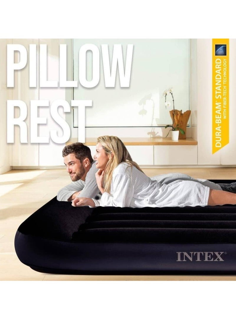 NEW Full Pillow Rest Classic Air Bed with Fiber Technology – Comfortable Inflatable Mattress (191x137x25 cm)