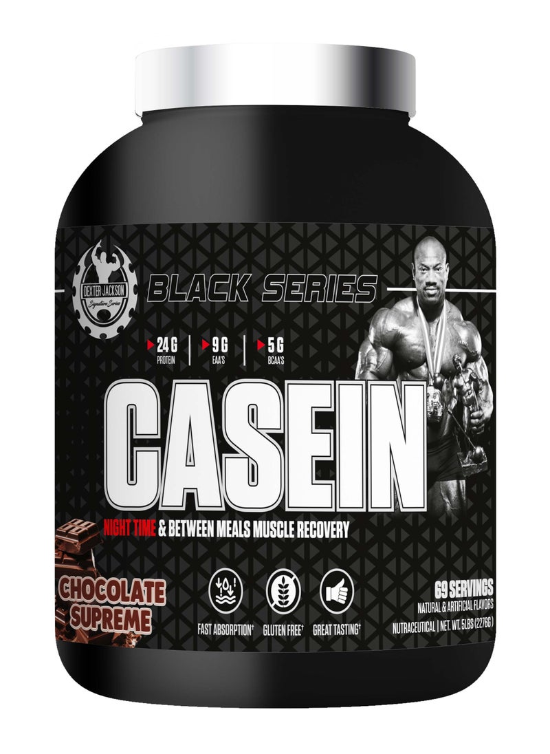 Black Series Casein Protein - Nighttime Muscle Recovery (Chocolate Supreme) 2268g (5 Lbs), 67 Servings