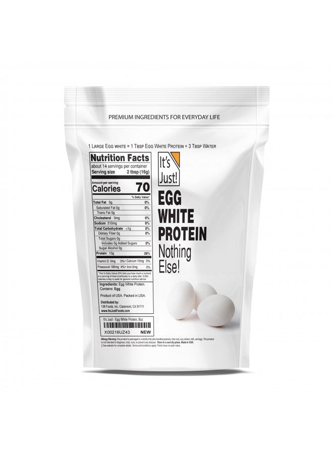 It's Just! - Egg White Protein Powder, Dried Egg Whites Protein, Meringue Ingredient, Non-GMO, USA Farms, Unflavored (8oz)