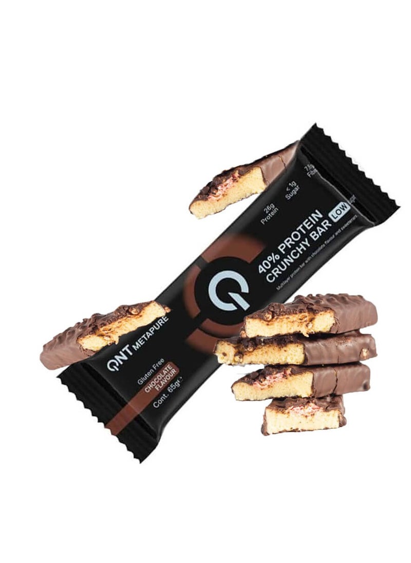 QNT, Metapure 40% Protein Crunchy Bar, Chocolate, 65g Pack of 12