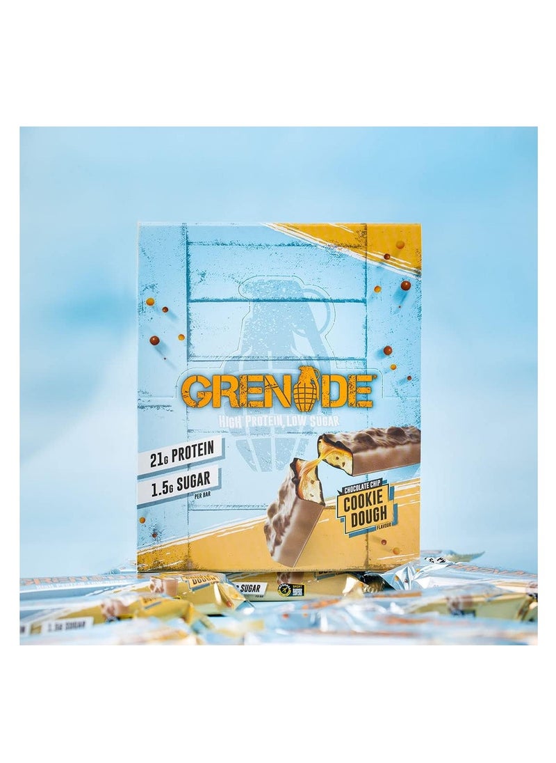 Grenade High Protein, Low Sugar Bar Chocolate Chip Cookie Dough 60 g Pack of 12