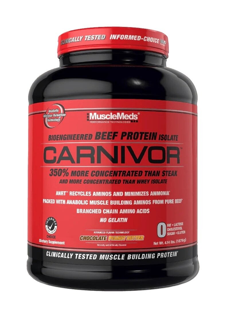 Musclemeds, Carnivor Beef Protein Isolate, 4.14 Lbs, Chocolate Peanut Butter, 56 Servings