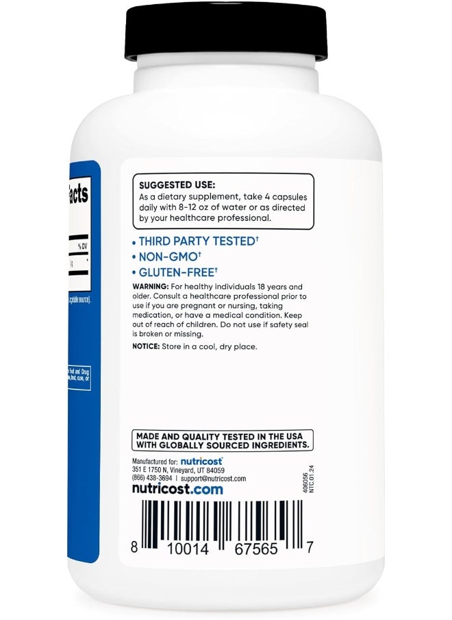 Nutricost Creatine Monohydrate 3,000mg, 180 Capsules (750mg Per Capsule) - Gluten Free, Non-GMO