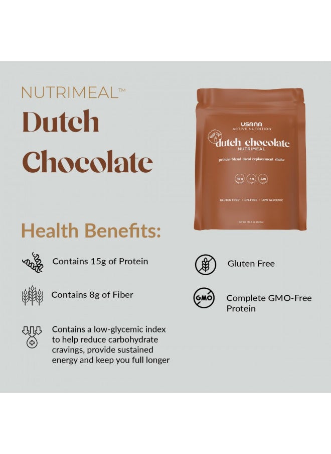 USANA Nutrimeal Meal Replacement Shake - Dutch Chocolate - Non-GMO - Gluten Free - Low Glycemic - 540 Grams - 9 Servings