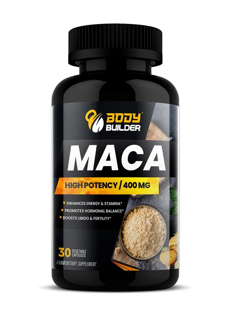 Body Builder, Maca 400mg, High Potency, 30 Caps, 30 Servings