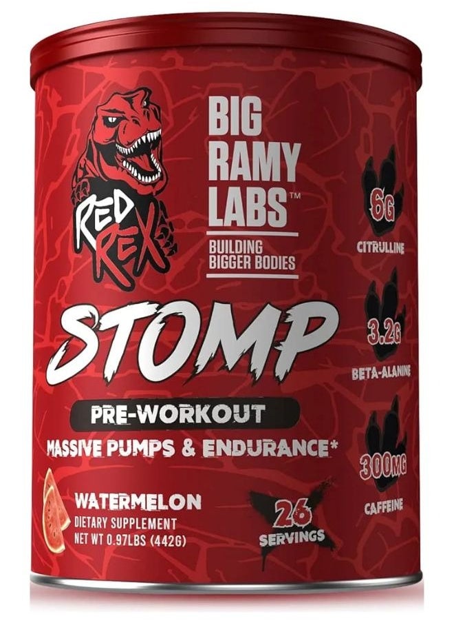 Red Rex Stomp Preworkout Watermelon Flavour 26 Servings