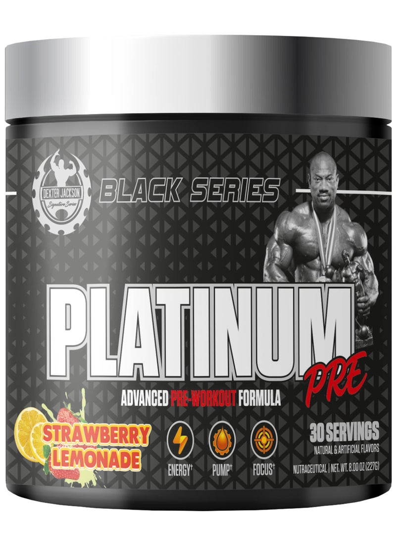 Black Series Platinum Pre Advanced Pre Workout Formula - Enhanced Performance & Pump (Strawberry Lemonade)