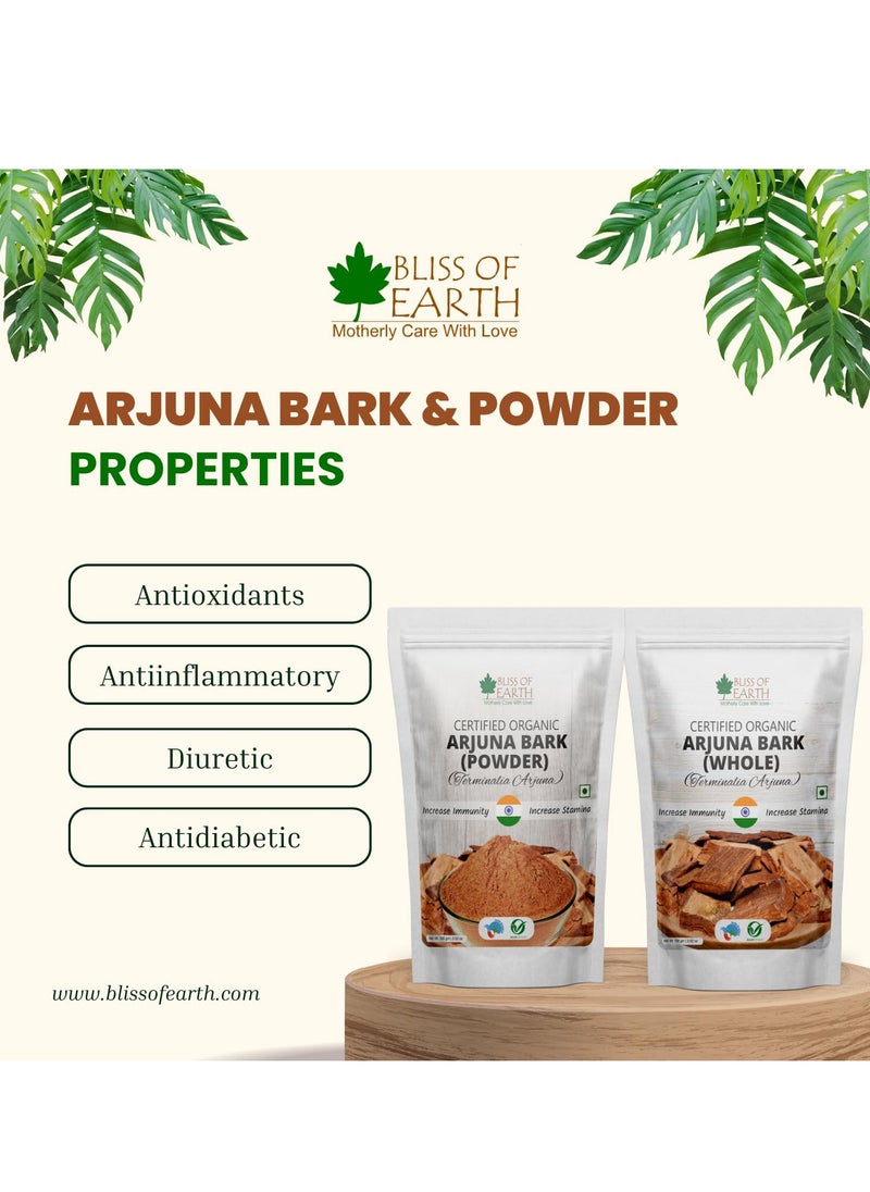 Arjuna Bark Powder 200g Herbal Supplement for Heart Health and Blood Pressure Organic Natural Cardiovascular Support