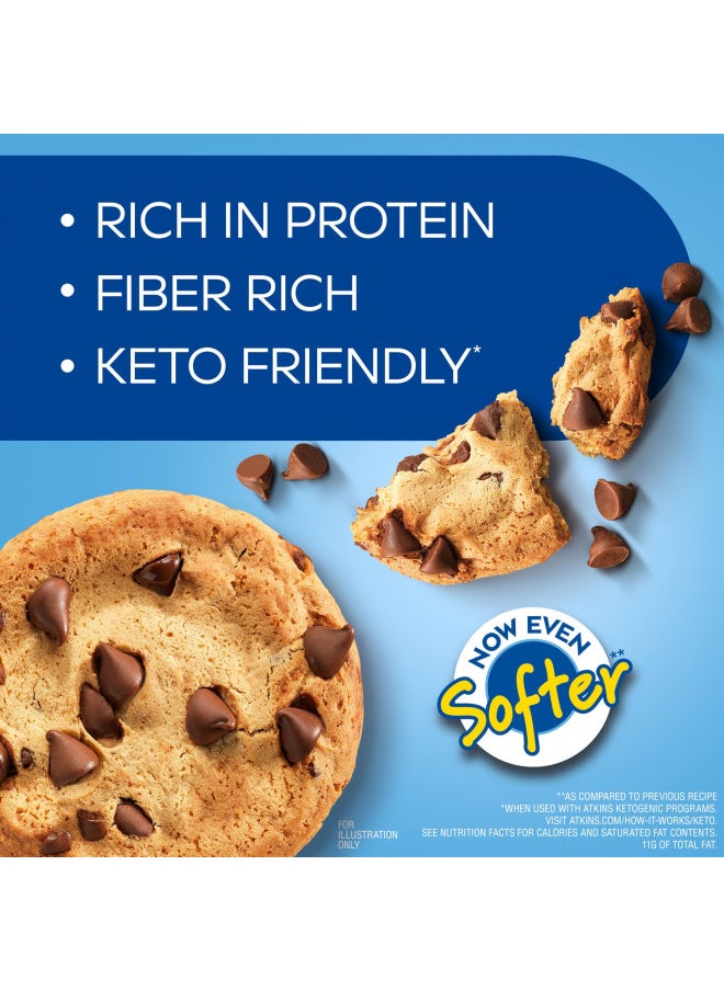 Atkins Chocolate Chip Protein Cookie, Protein Dessert, Rich in Fiber, 3g Net Carb, 1g Sugar, Keto Friendly, 4 Count