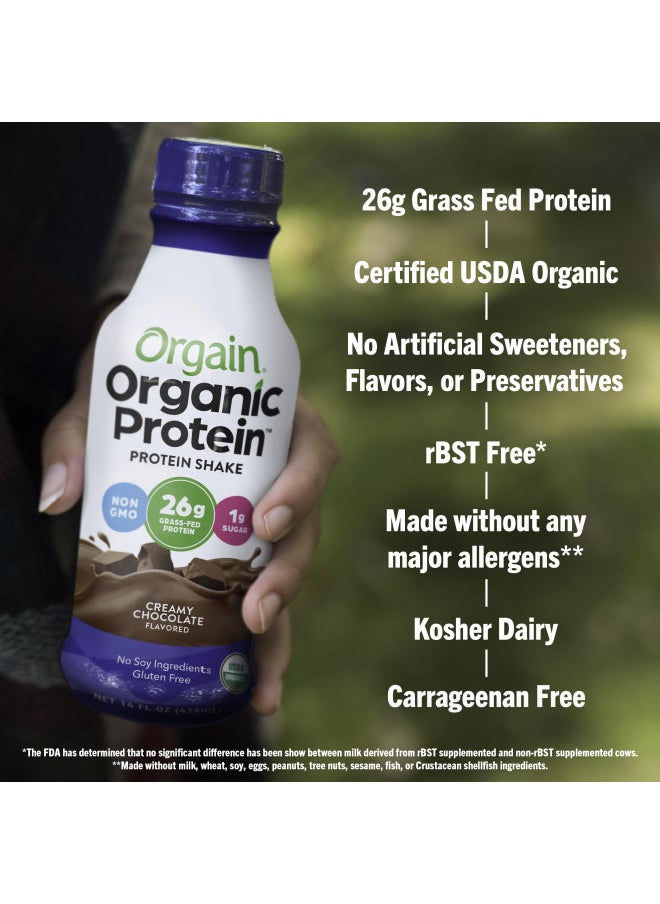 Orgain Organic Protein Shake, Grass Fed Dairy, Creamy Chocolate - 26g Whey Protein, Meal Replacement, Ready to Drink, Gluten Free, Soy Free, No Sugar Added, 14 Fl Oz (Pack of 12) (Packaging May Vary)