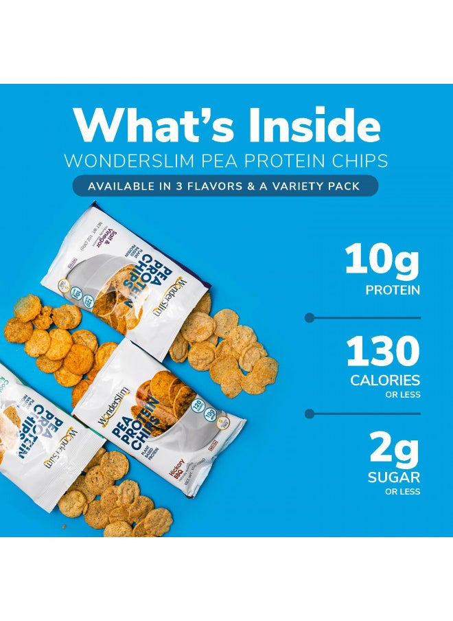 WonderSlim Pea Protein Snack Chips, Hickory BBQ, 120 Calories, 10g Protein, Gluten Free (12ct)