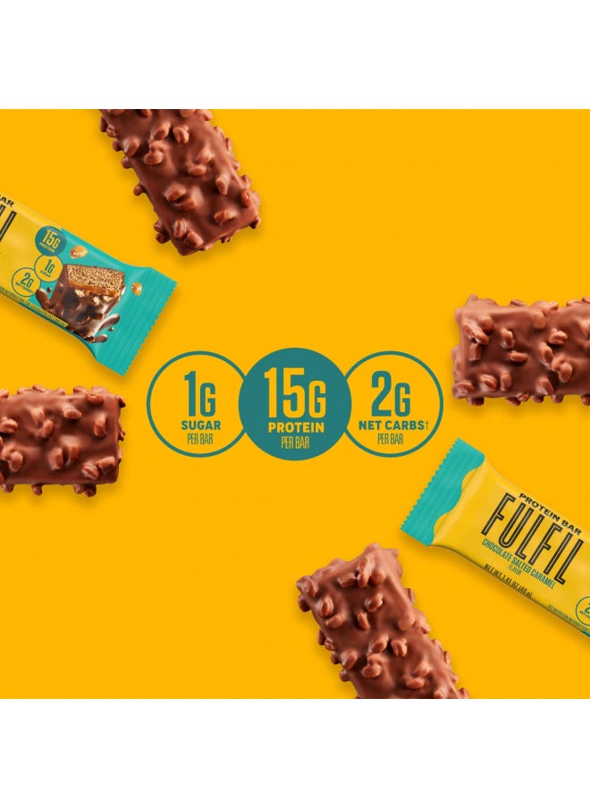 FULFIL Vitamin and Protein Bars, Chocolate Salted Caramel, Snack Sized Bar with 15g Protein and 8 Vitamins Including Vitamin C, 12 Counts