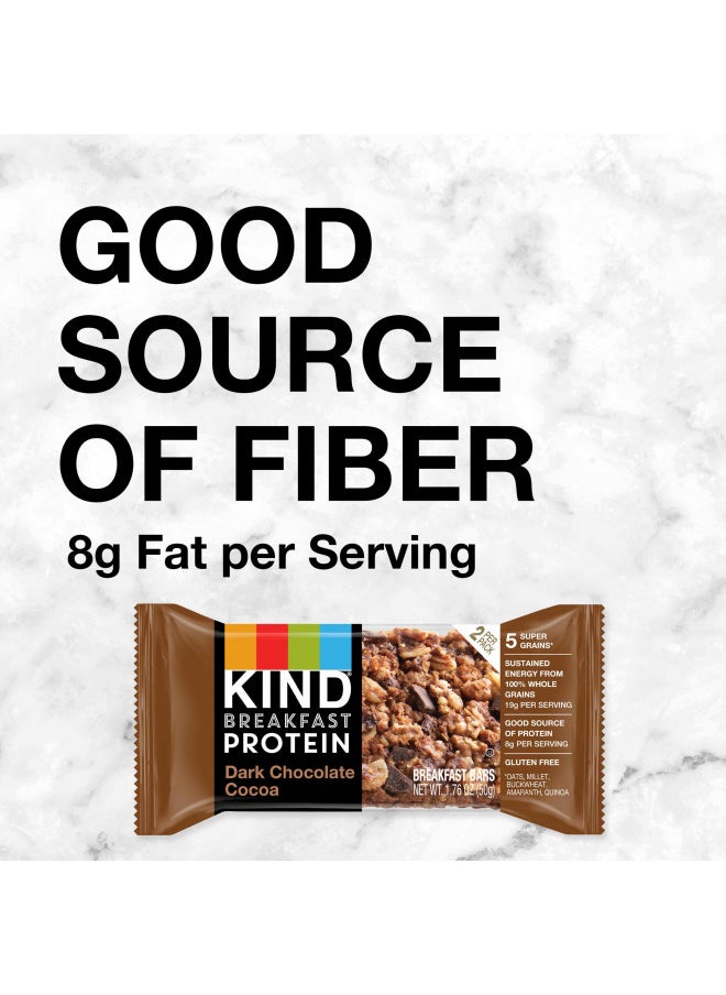 KIND Breakfast, Healthy Snack Bar, Dark Chocolate Cocoa, Gluten Free Breakfast Bars, 8g Protein, 1.76 OZ Packs (6 Count)