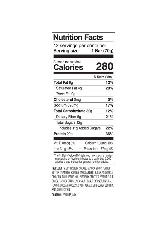 PROBAR - PROTEIN Bar, Peanut Butter Chocolate, Non-GMO, Gluten-Free, Healthy, Plant-Based Whole Food Ingredients, Natural Energy (12 Count)