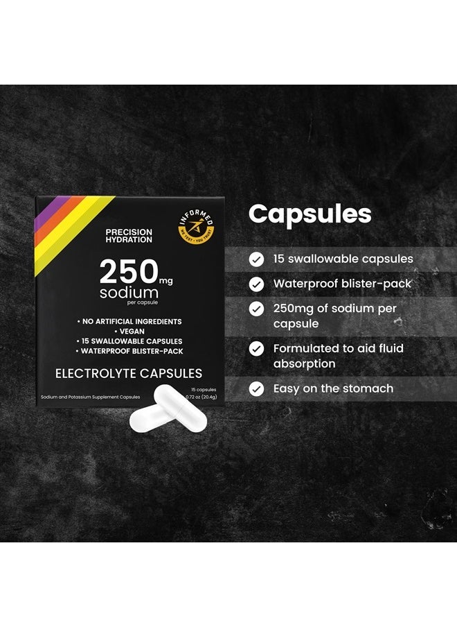 SweatSalts - 15 Blister Packed (Waterproof) Electrolyte/Salt Capsules - Combat Cramp - All Natural Digestion-Friendly Formula - Gluten Free, Vegan/Vegetarian Friendly