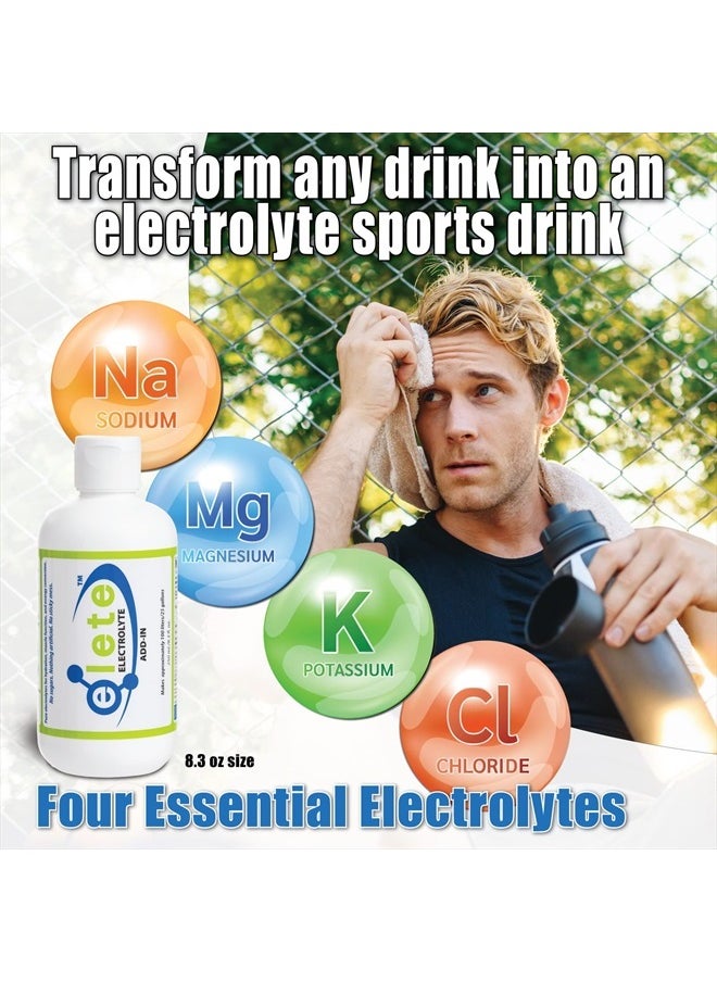 elete Electrolyte Add-in Hydration Drops | Sodium, Magnesium, Potassium & Trace Minerals | Unflavored, All Natural | Leg and Muscle Cramp Relief | Transform Any Drink into a Sports Drink, 8.3oz