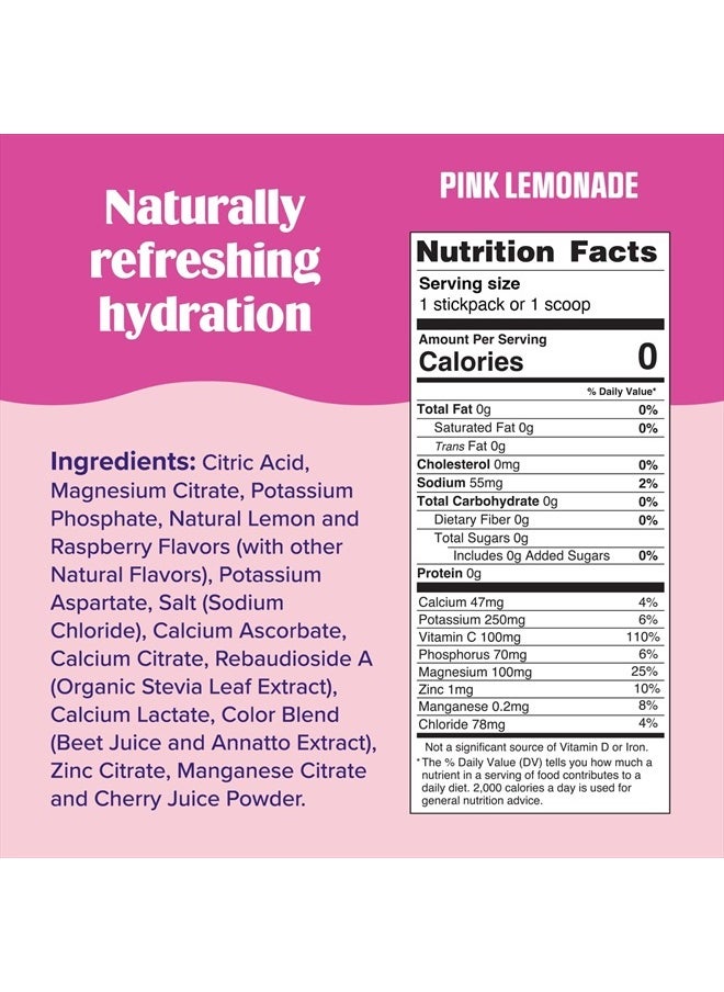 Daily Electrolyte Drink Mix – Pink Lemonade, 20 Stickpacks – Hydration Packets with 6 Electrolytes & Trace Minerals – Keto Friendly, Vegan, Non-GMO & Sugar-Free Electrolyte Powder