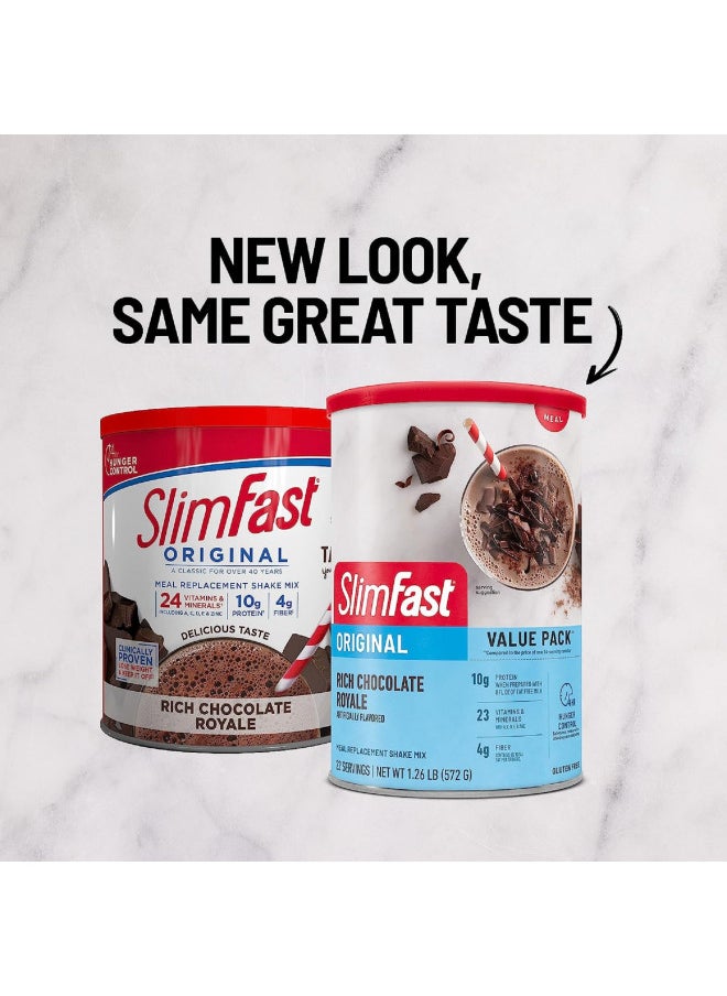 SlimFast Meal Replacement Powder, Original Rich Chocolate Royale, 10g of Protein, 22 Servings (Packaging May Vary)