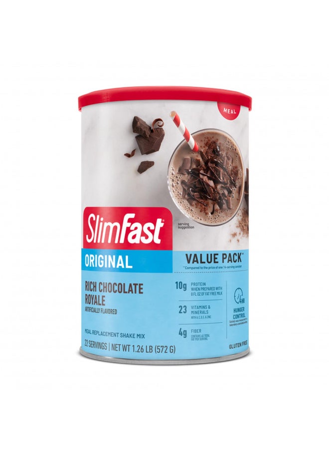 SlimFast Meal Replacement Powder, Original Rich Chocolate Royale, 10g of Protein, 22 Servings (Packaging May Vary)