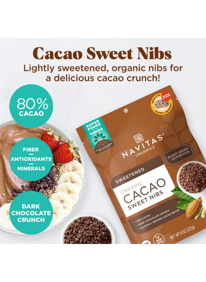 Navitas Organics Cacao Sweet Nibs, 4oz. Bag, 28 Servings Organic, Non-GMO, Gluten-Free