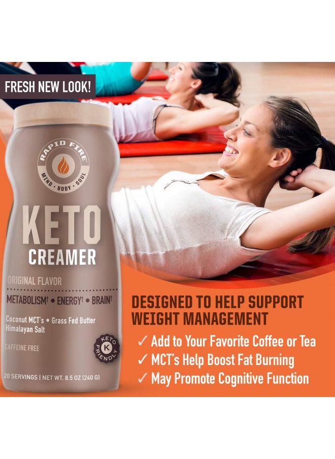 RAPID FIRE Ketogenic Creamer with MCT Oil for Coffee or Tea, Supports Energy and Metabolism, Weight Loss, Ketogenic Diet 8.5 oz. (20 servings)