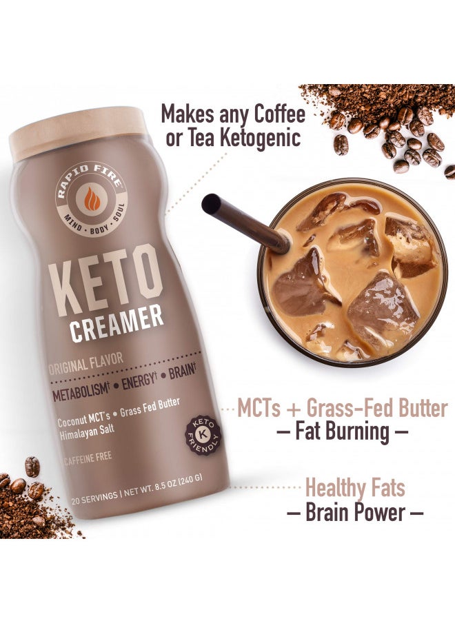 RAPID FIRE Ketogenic Creamer with MCT Oil for Coffee or Tea, Supports Energy and Metabolism, Weight Loss, Ketogenic Diet 8.5 oz. (20 servings)