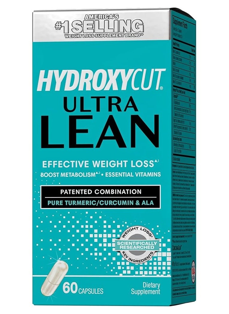 Hydroxycut Ultra Lean Healthy Weight Loss, Turmeric Curcumin & Alpha Lipoic Acid Supplement, Energy & Metabolism Booster, 60 Pills