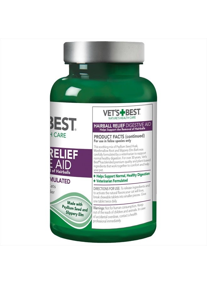 Vet'S Best Cat Hairball Relief Digestive Aid | Vet Formulated Hairball Support Remedy | Classic Chicken Flavor | 60 Chewable Tablets