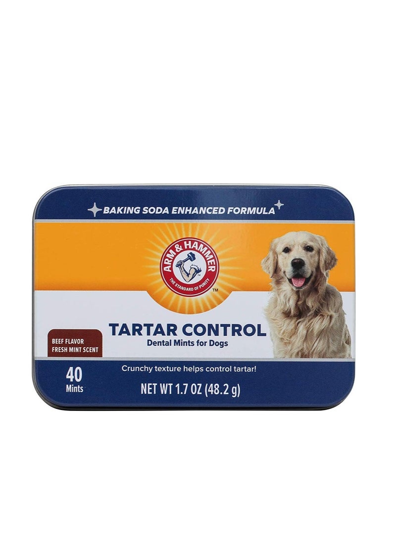 Arm & Hammer for Pets Tartar Control Dental Mints for Dogs | Dog Dental Mints Help Reduce Plaque & Tartar Buildup Without Brushing | Beef Flavor, 40 Count