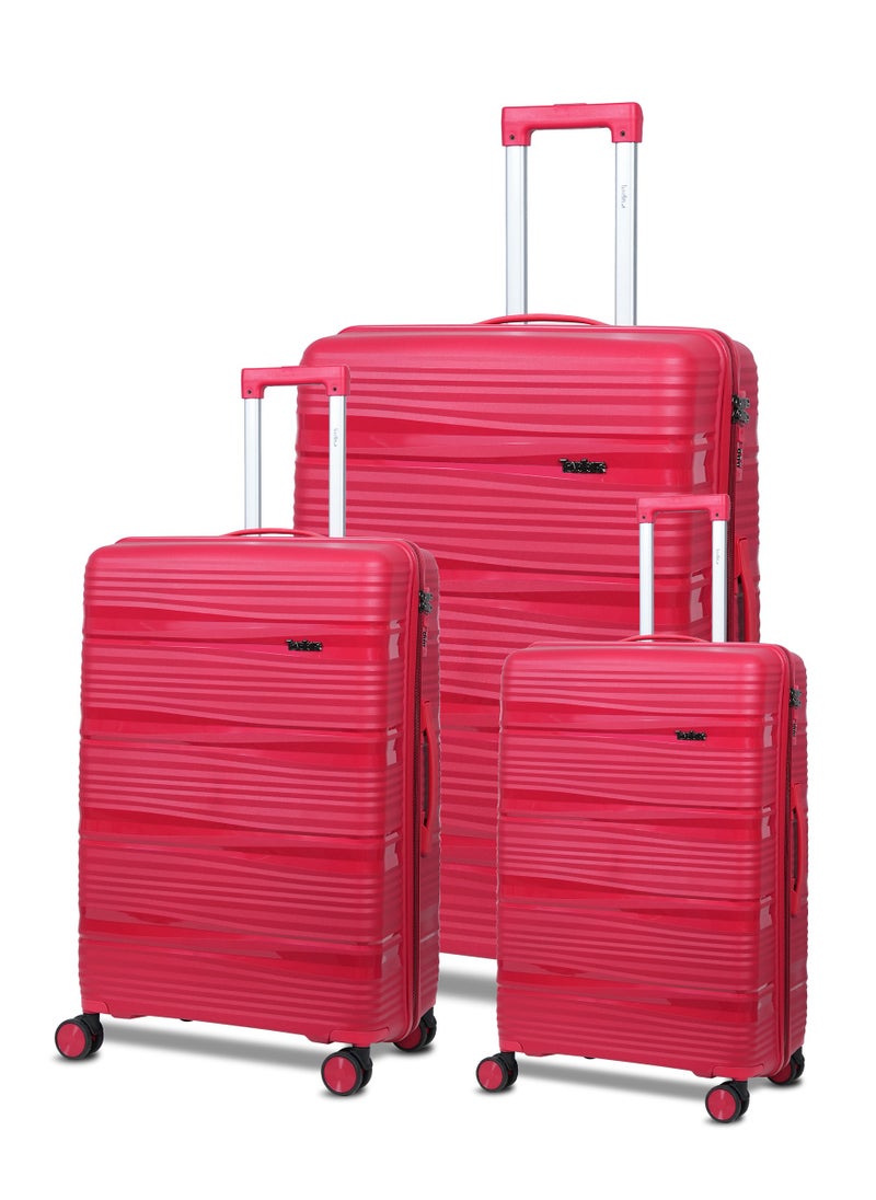 TRAVELLER 3-Piece PP Trolley Bag Set | 8-Wheel Spinner Luggage | 20'' 24'' 28'' Sizes