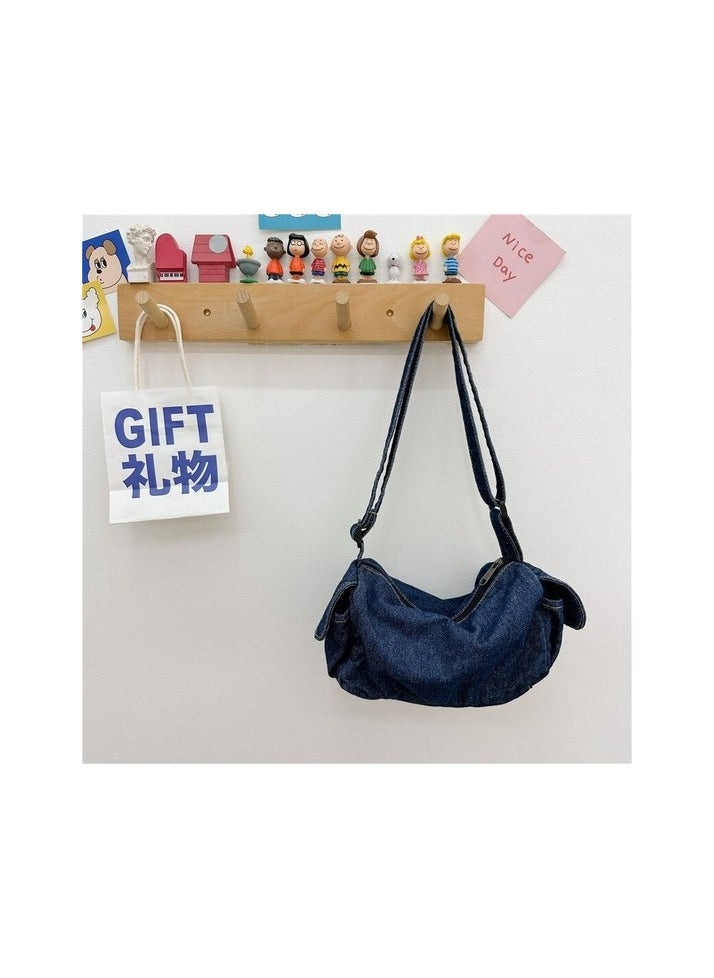 Children's Bag Women Denim Crossbody Bag Canvas Shoulder Bag Colour:Red - black Body:56 - 60 cm