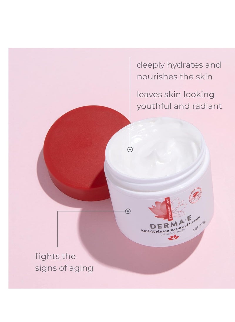 DERMA-E Anti-Wrinkle Renewal Skin Cream – Vitamin A Wrinkle Treatment Cream – Vegan Anti-Aging Moisturizer to Smooth & Renew Aging Skin, 4 oz