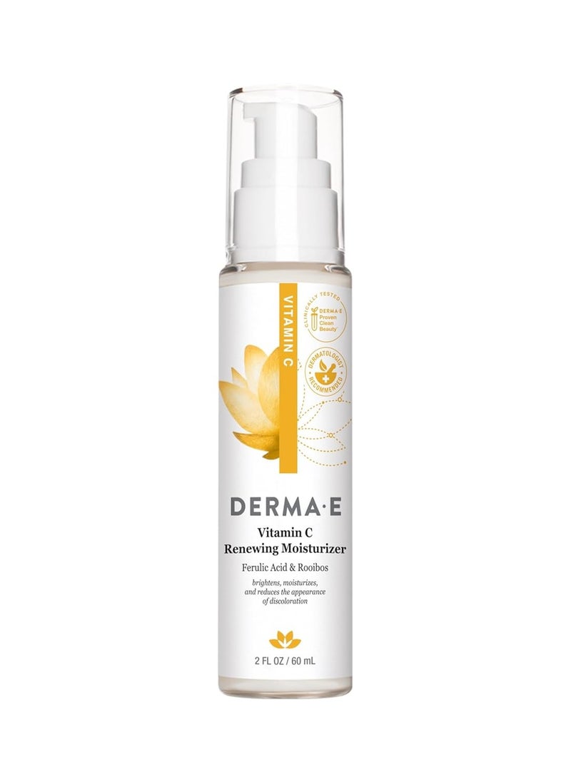 Derma E Vitamin C Renewing Moisturizer – Brightening and Hydrating Facial Skin Renewing Cream – Anti-Aging Facial Moisturizer and Day Cream, 2 oz