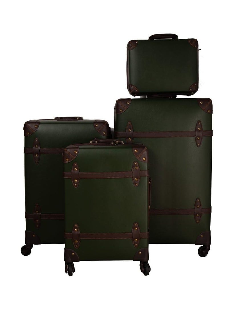 Vintage Luggage Carry on Suitcase with Handbag, Contrasting Color Design (14, 20, 24 & 28) Inch.