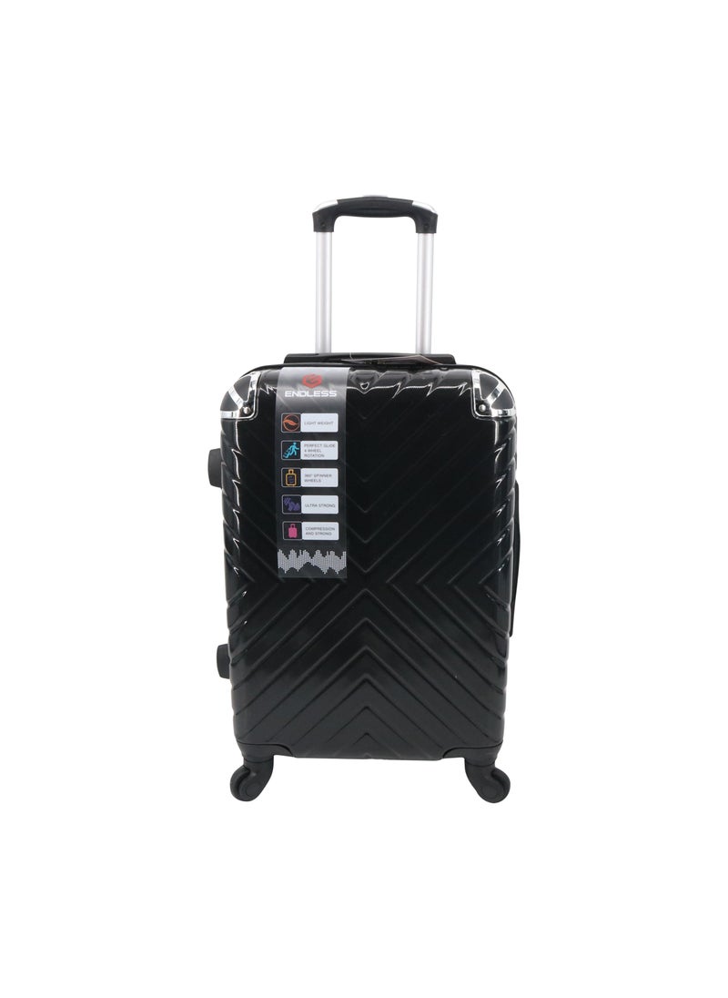 Cabin Suitcase | Build with ABS + Polycarbonate Material | 4 wheels 360 Degree Spinner Wheeling System Luggage for travel | Trolley Bags | Color: Black