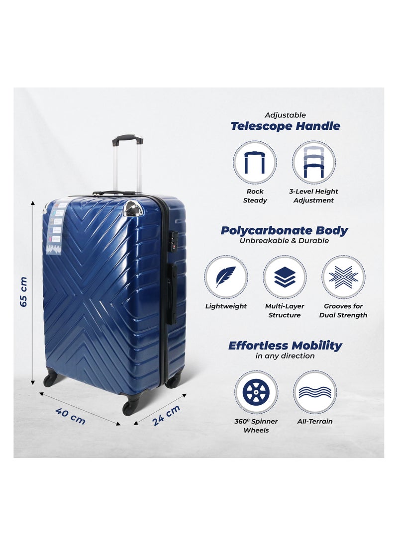 Cabin Suitcase | Build with ABS + Polycarbonate material | 4 wheels 360 Degree Spinner Wheeling System Luggage for travel | Trolley Bags | Color: Blue