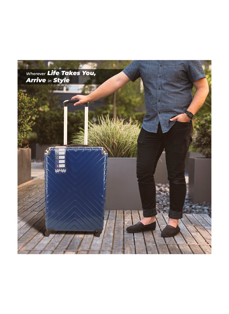 Cabin Suitcase | Build with ABS + Polycarbonate material | 4 wheels 360 Degree Spinner Wheeling System Luggage for travel | Trolley Bags | Color: Blue