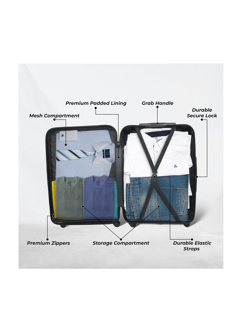 Cabin Suitcase | Build with ABS + Polycarbonate material | 4 wheels 360 Degree Spinner Wheeling System Luggage for travel | Trolley Bags | Color: Blue