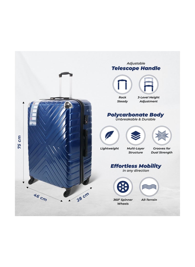 Cabin Suitcase | Build with ABS + Polycarbonate material | 4 wheels 360 Degree Spinner Wheeling System Luggage for travel | Trolley Bags | Color: Blue