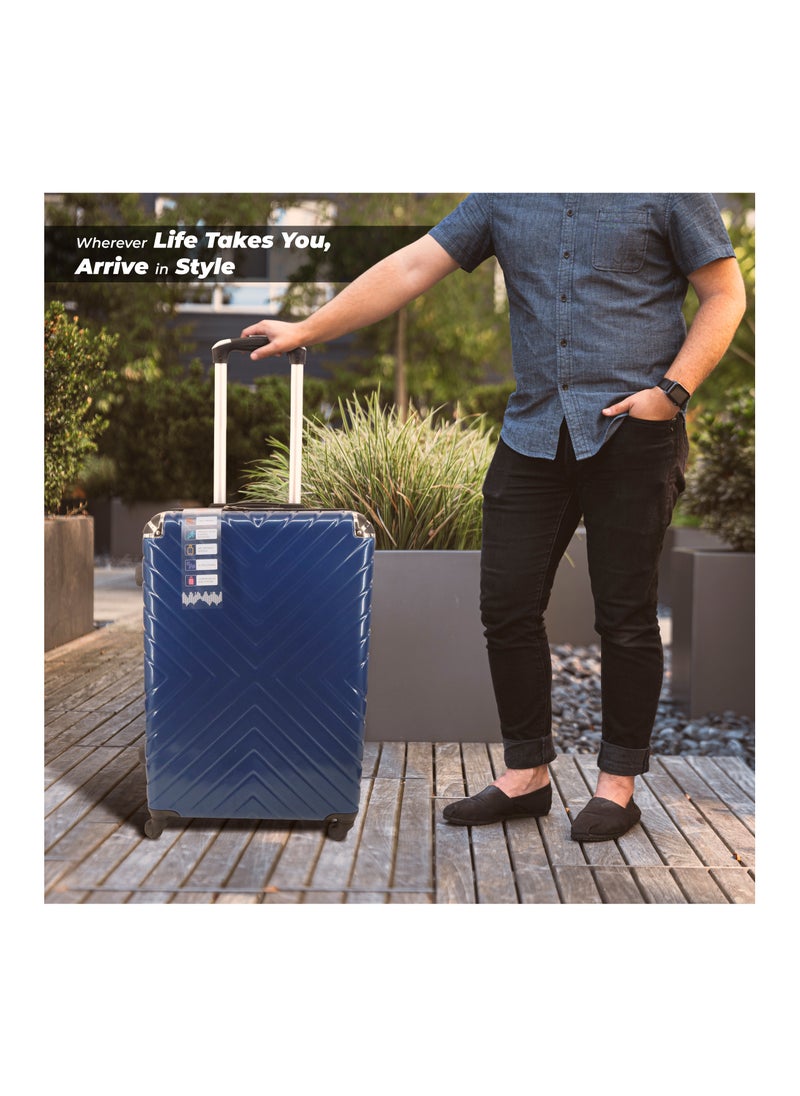 Cabin Suitcase | Build with ABS + Polycarbonate material | 4 wheels 360 Degree Spinner Wheeling System Luggage for travel | Trolley Bags | Color: Blue