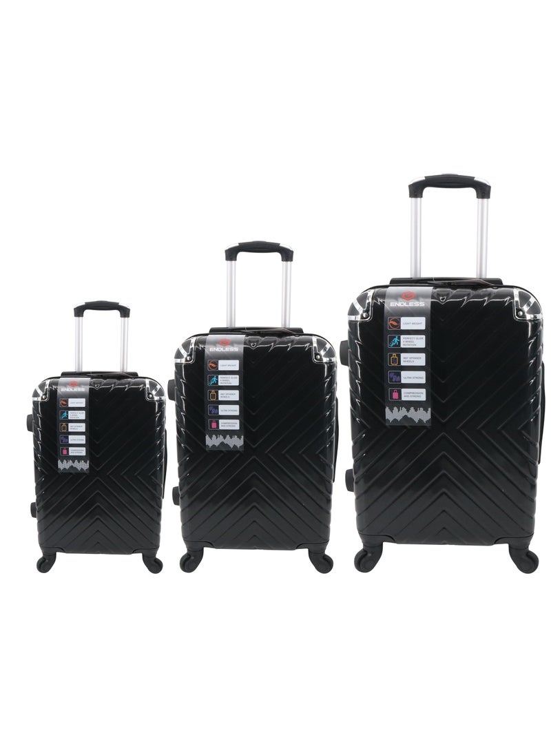 Set Of 3 Polycarbonate Luggage-75cm, 65cm (Check-In) & 55cm (Cabin) Hardsided Spinner Trolley Bags With In-Built TSA Lock