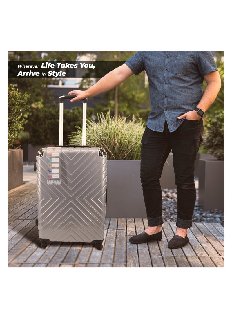 Cabin Suitcase | Build with ABS + Polycarbonate Material | 4 wheels 360 Degree Spinner Wheeling System Luggage Suitcase for travel | Trolley Bags | Color: Gray